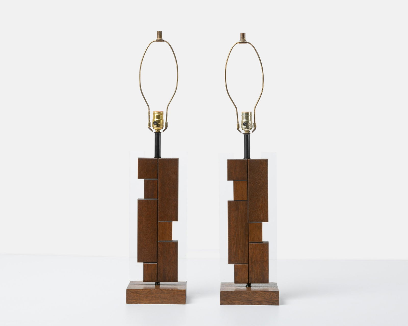 Brutalist Style Walnut Lamps (1 of 4)