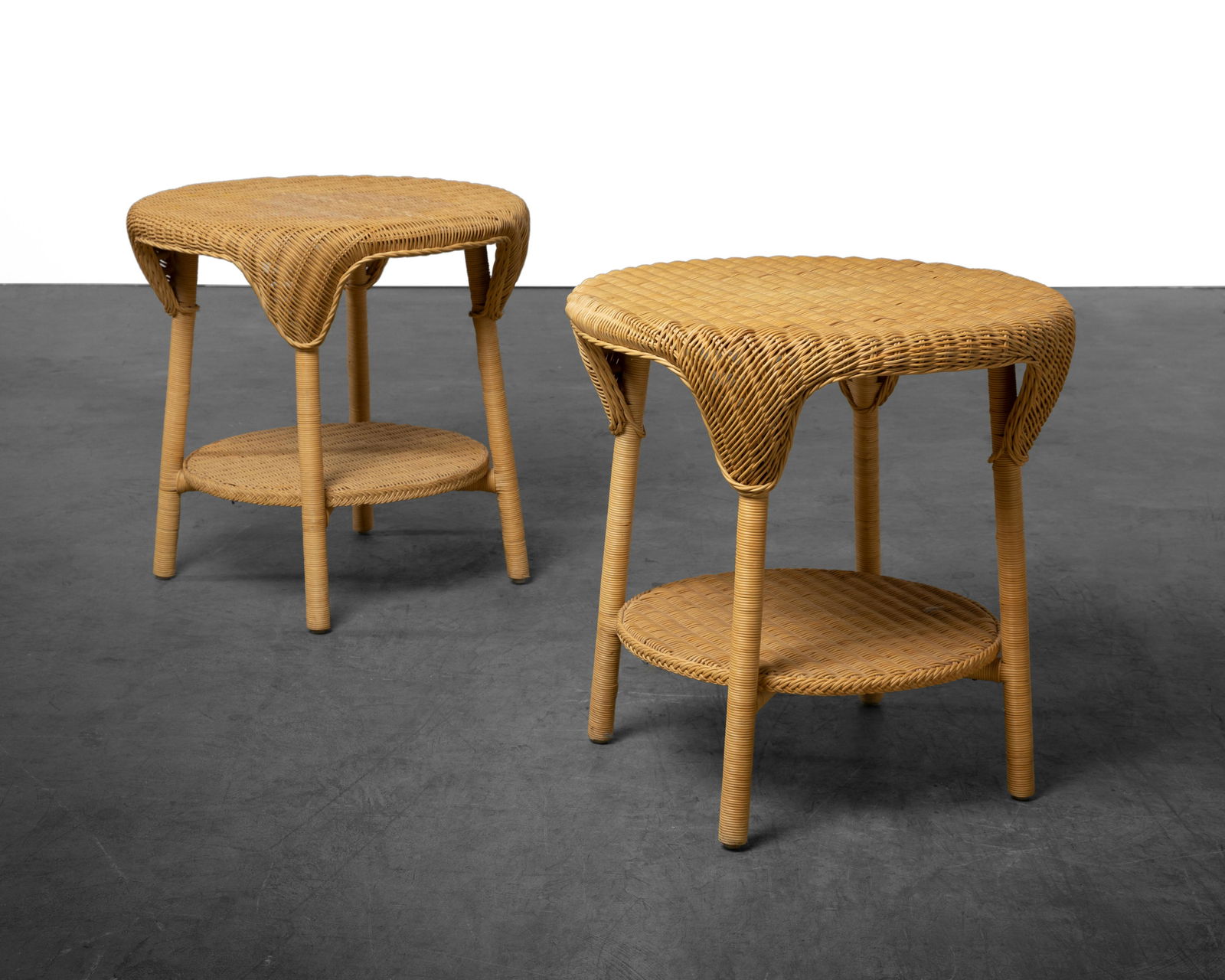 Draped Wicker End Tables (1 of 2)