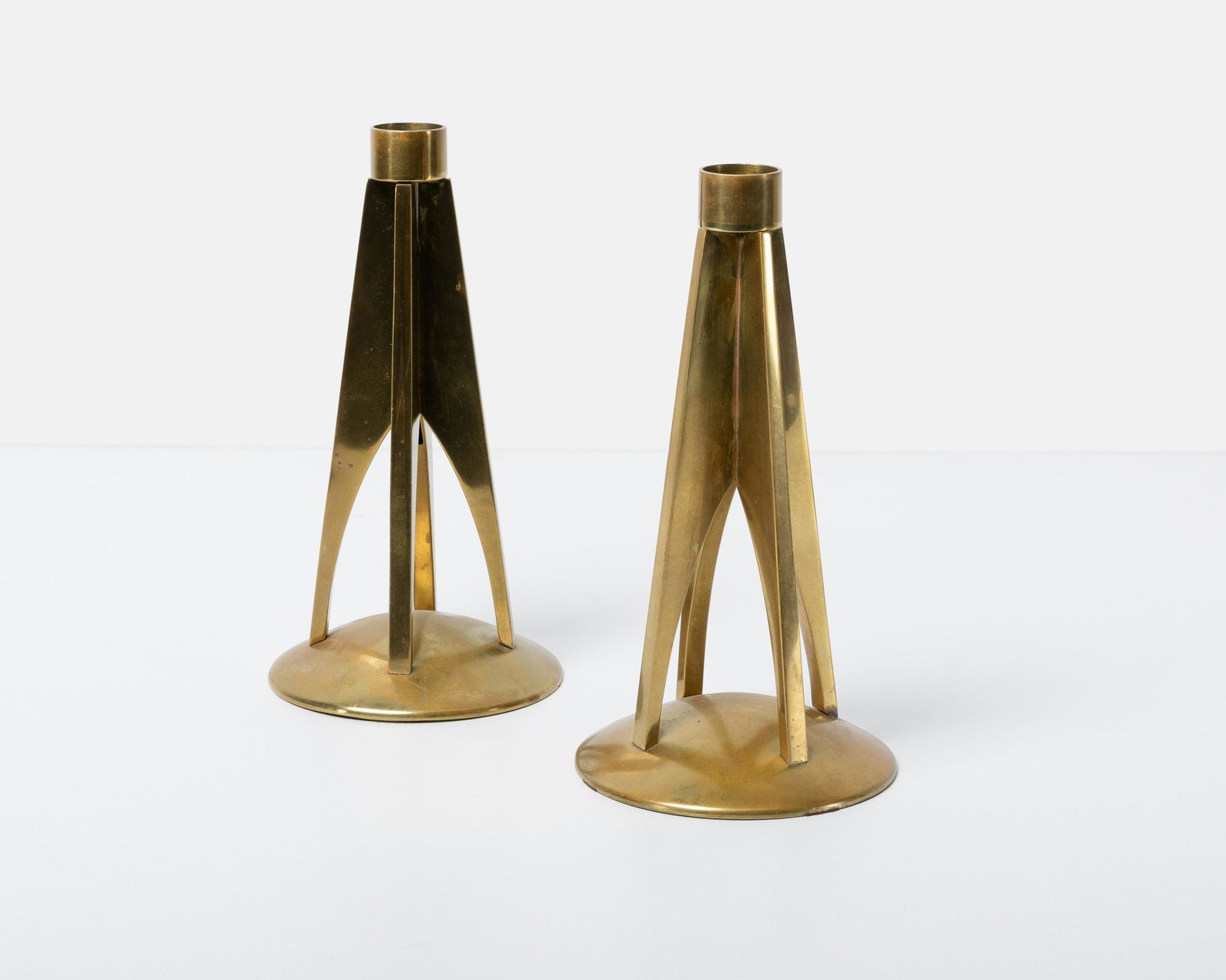 Brass Modernist Candlesticks (1 of 4)