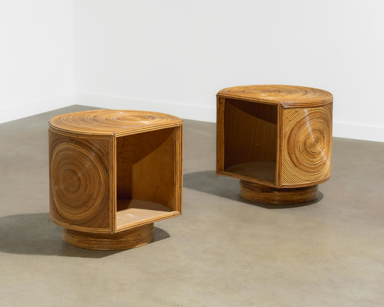 Pencil Rattan Swiveling End Tables (1 of 6)
