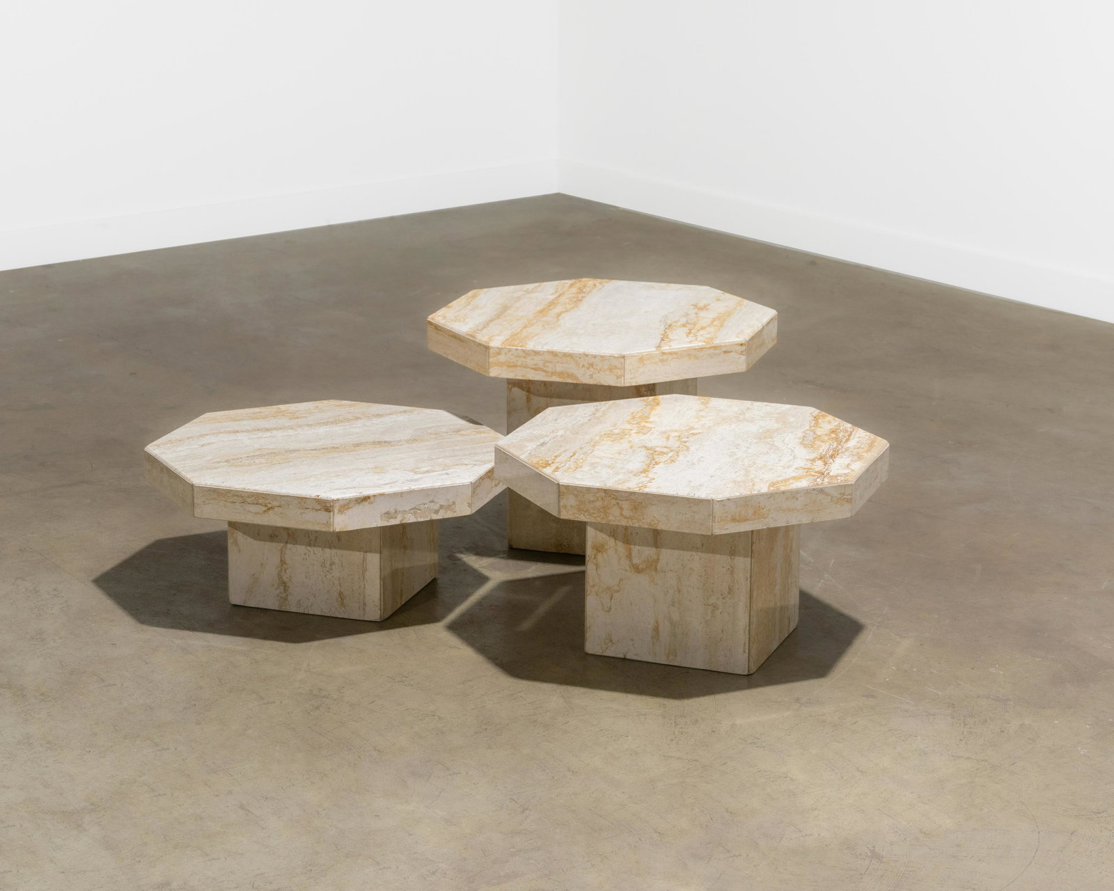 Graduated Travertine Marble Tables (1 of 4)