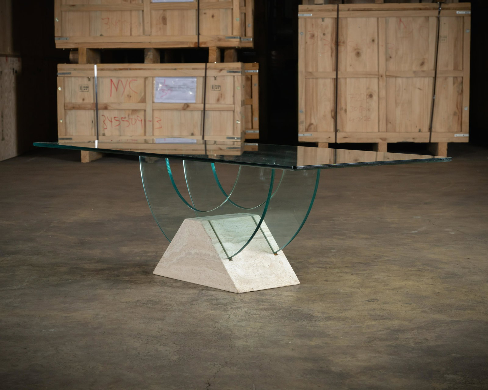 Italian Travertine & Glass Coffee Table (1 of 5)