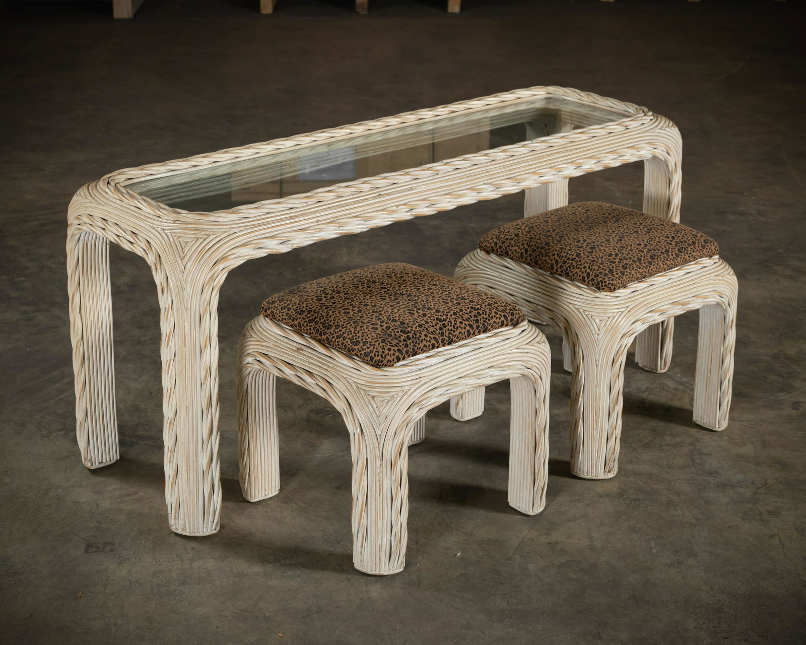 Rattan Console & Benches (1 of 3)