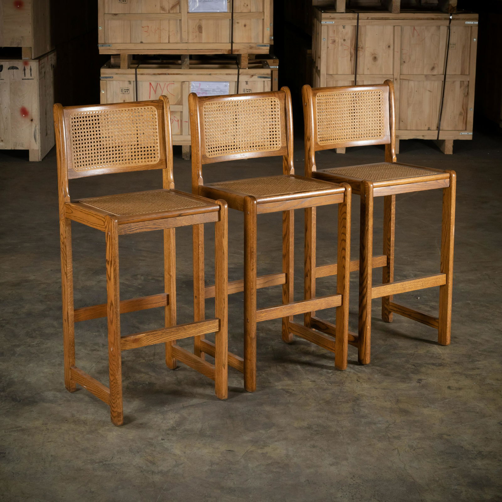 Oak & Cane Bar Stools (1 of 4)