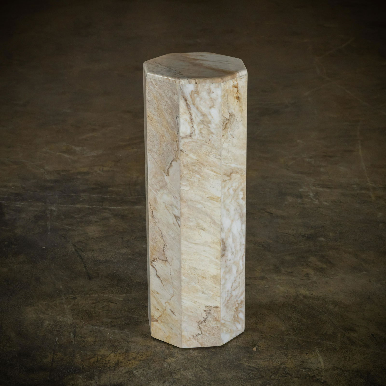 Travertine Pedestal: A travertine marble pedestal. 29 x 10 Height x Width x Depth (Inches)