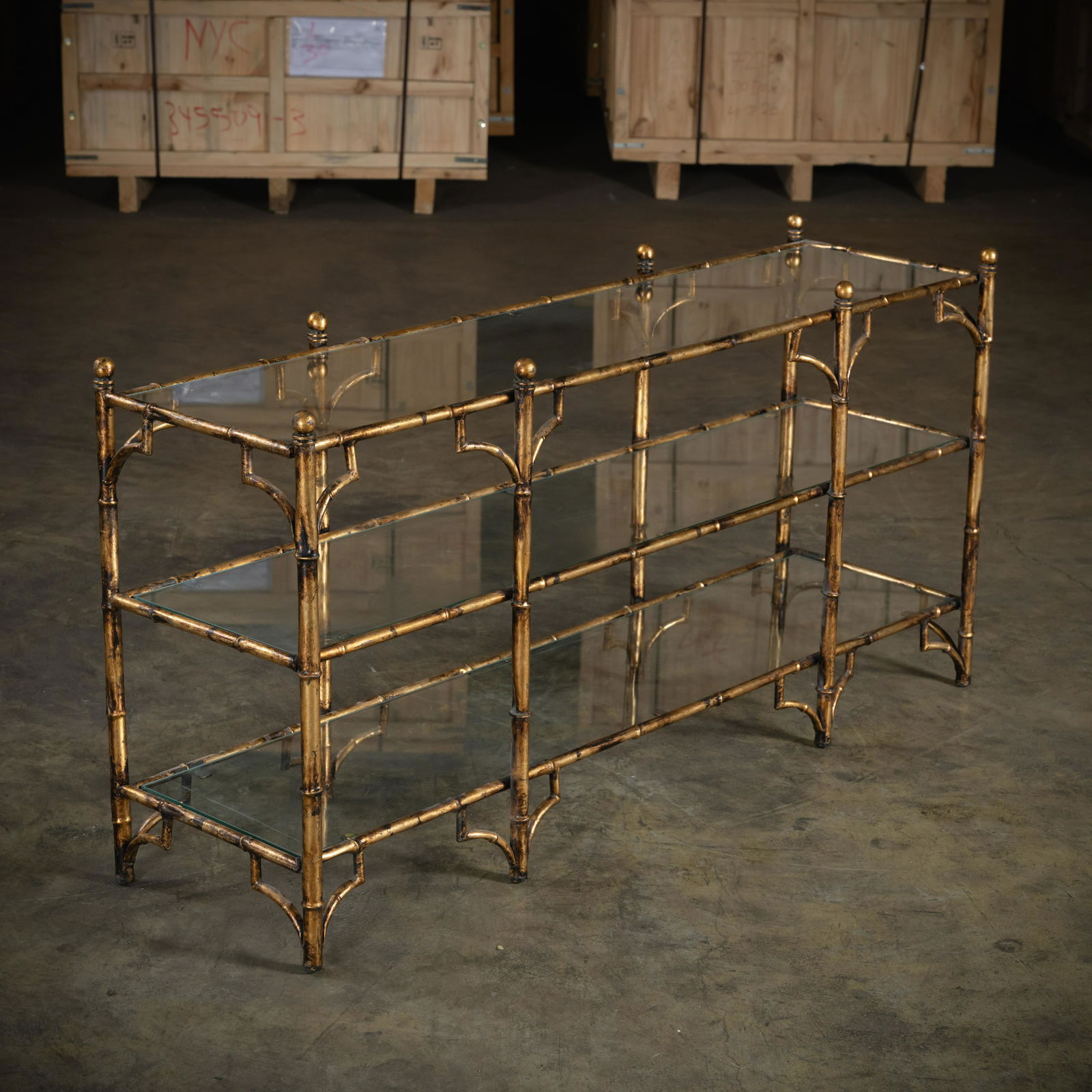 Gilt Metal Faux Bamboo Console Table (1 of 3)