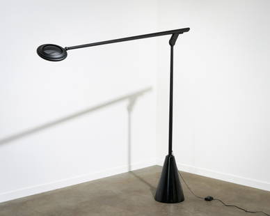 Hans Von Kilier - Giraffa Floor Lamp: A large postmodern "Giraffa" floor lamp by Hans Von Kilier for Bilumen, Italy. Dimensions : Base - 76 x 16 / Arm - 90 x 10. All measurements are in inches.