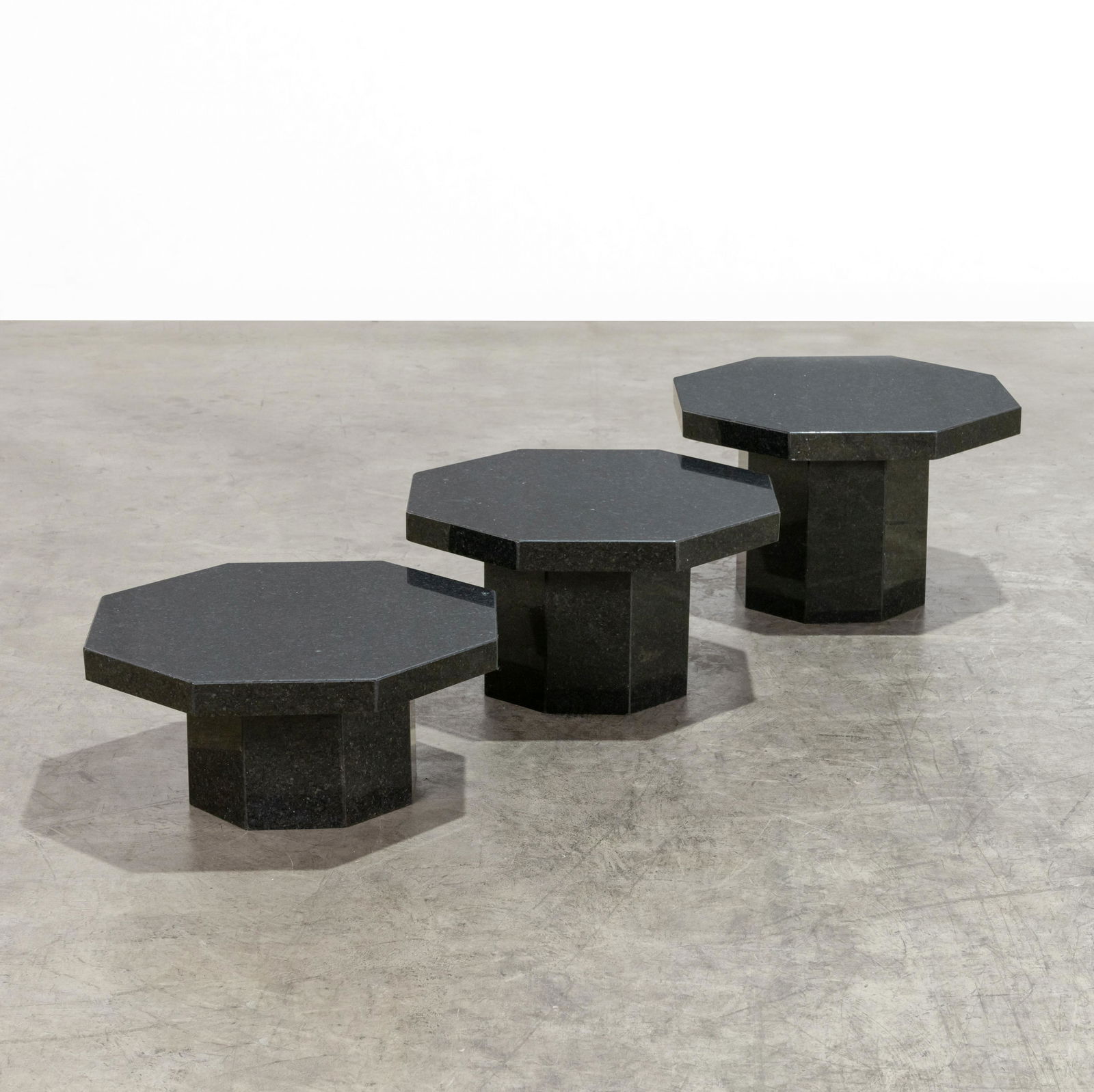 Cascading Granite Pedestal Tables (1 of 4)