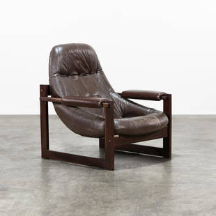 Percival Lafer - Lounge Chair: A Percival Lafer MP-162 leather lounge chair. 35.5 x 32 x 34 . All measurements are in inches.