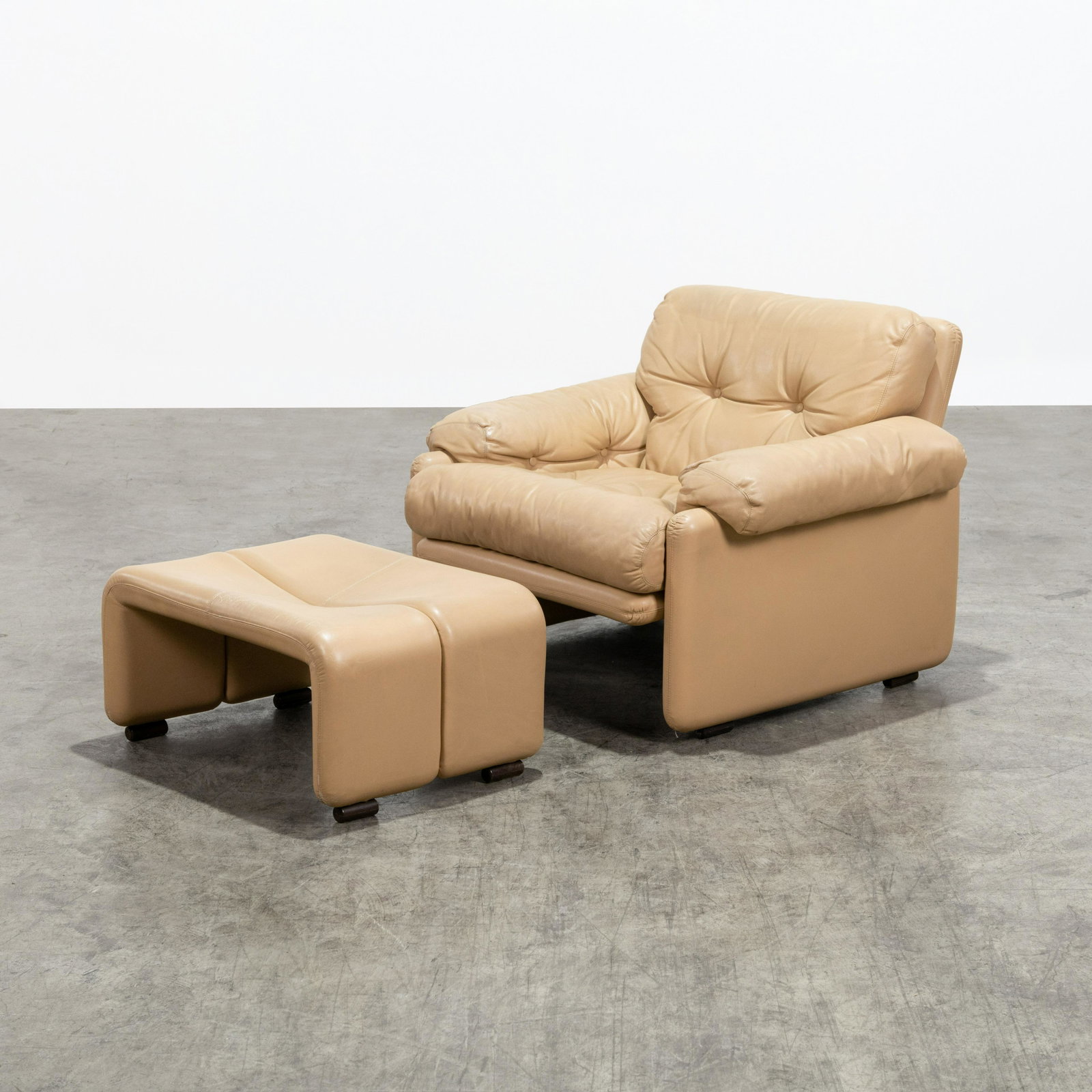Tobia Scarpa - Coronado Chair & Ottoman: A leather "Coronado" chair and ottoman by Tobia Scarpa for B&B Italia. Chair - 29 x 40 x 33 . All measurements are in inches.