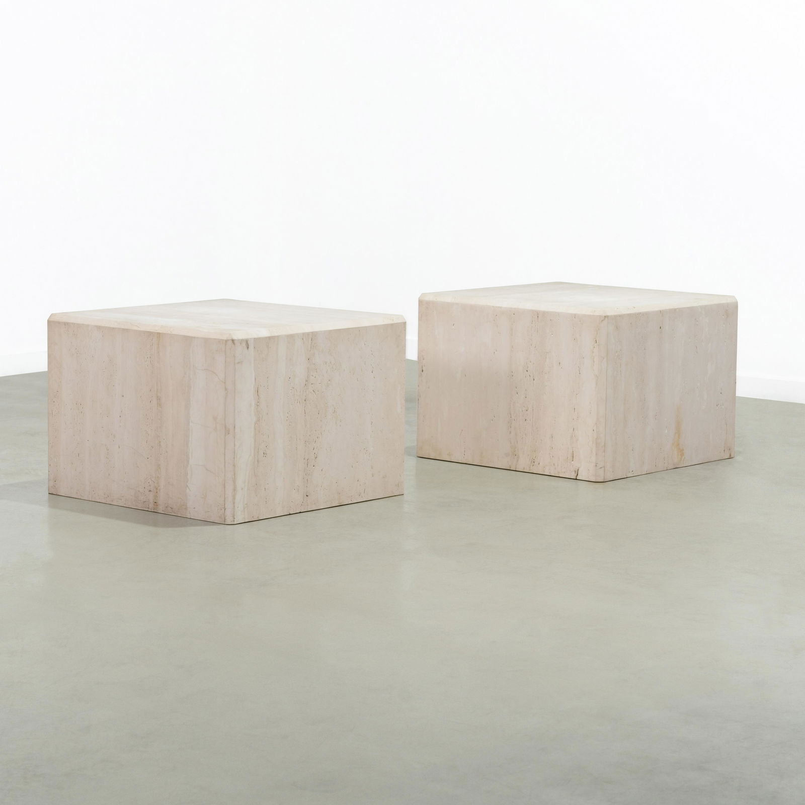 Travertine Pedestal Tables (1 of 6)