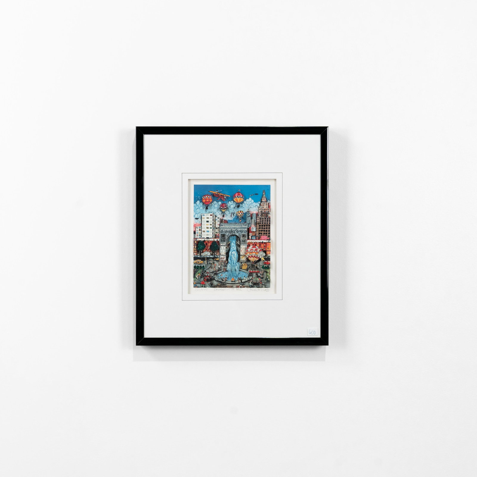 Charles Fazzino - Pop-Art: A vintage pop-art serigraph by Charles Fazzino titled "Barefoot in the Park," Signed, numbered (335/475) and titled in pencil along lower margin. Frame - 18.5 x 16. Sight - 10 x 7.5. . Measurements ar