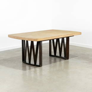 Paul Frankl - Dining Table: A cork top dining table by Paul Frank for Johnson Furniture. 29 x 72 x 42 . Measurements are in inches. (Height x Width x Depth)