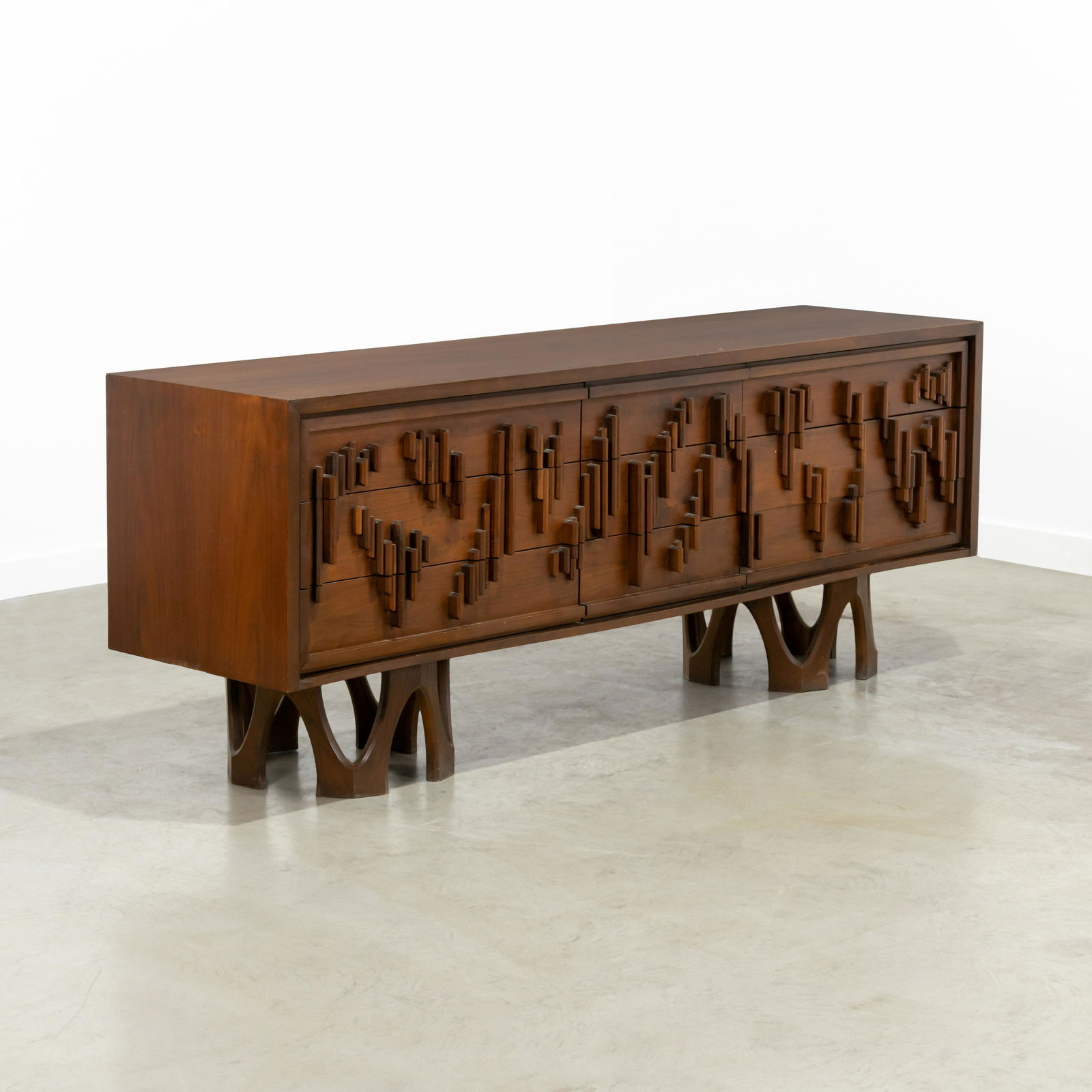 Brutalist Walnut Credenza (1 of 7)