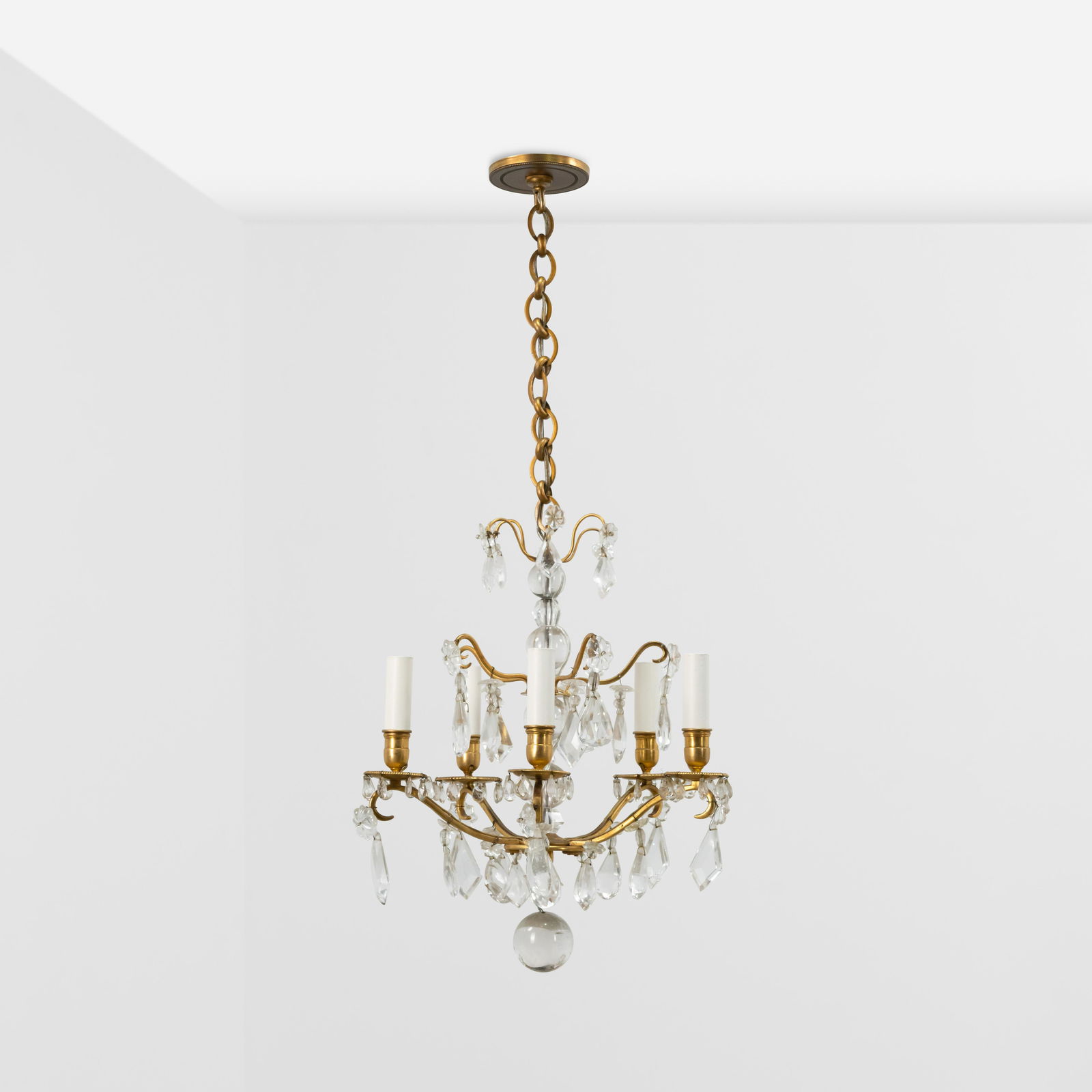 Antique Swedish Bronze & Rock Crystal Chandelier (1 of 7)