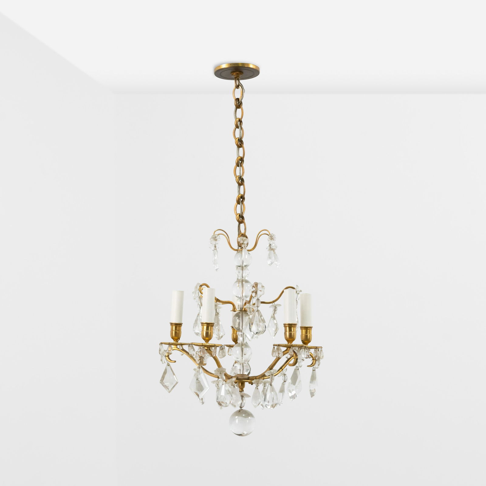 Antique Swedish Bronze & Rock Crystal Chandelier (1 of 8)