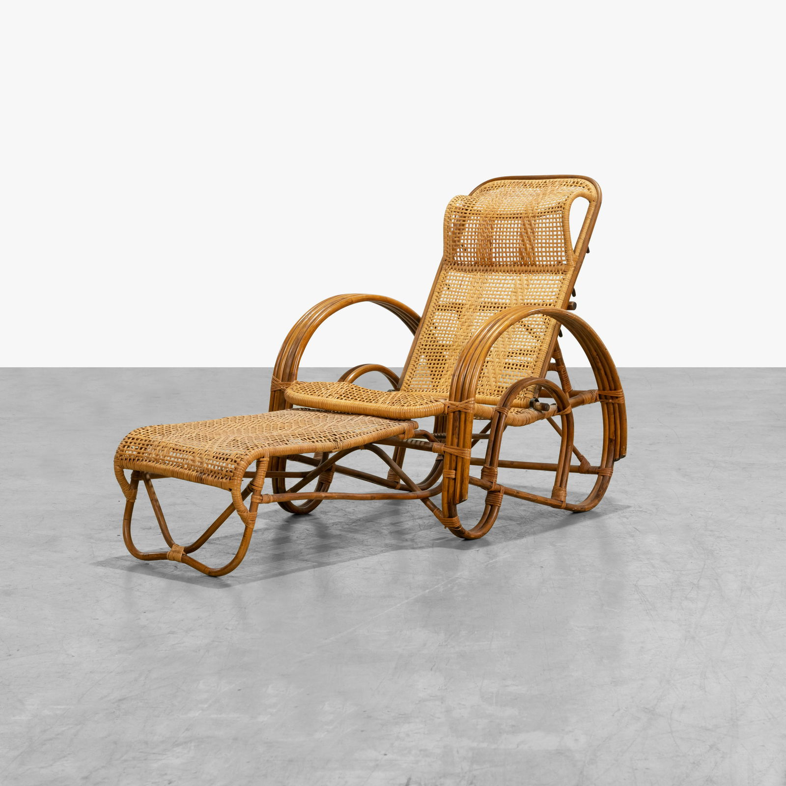 Rattan & Cane Reclining Lounge Chair (1 of 6)