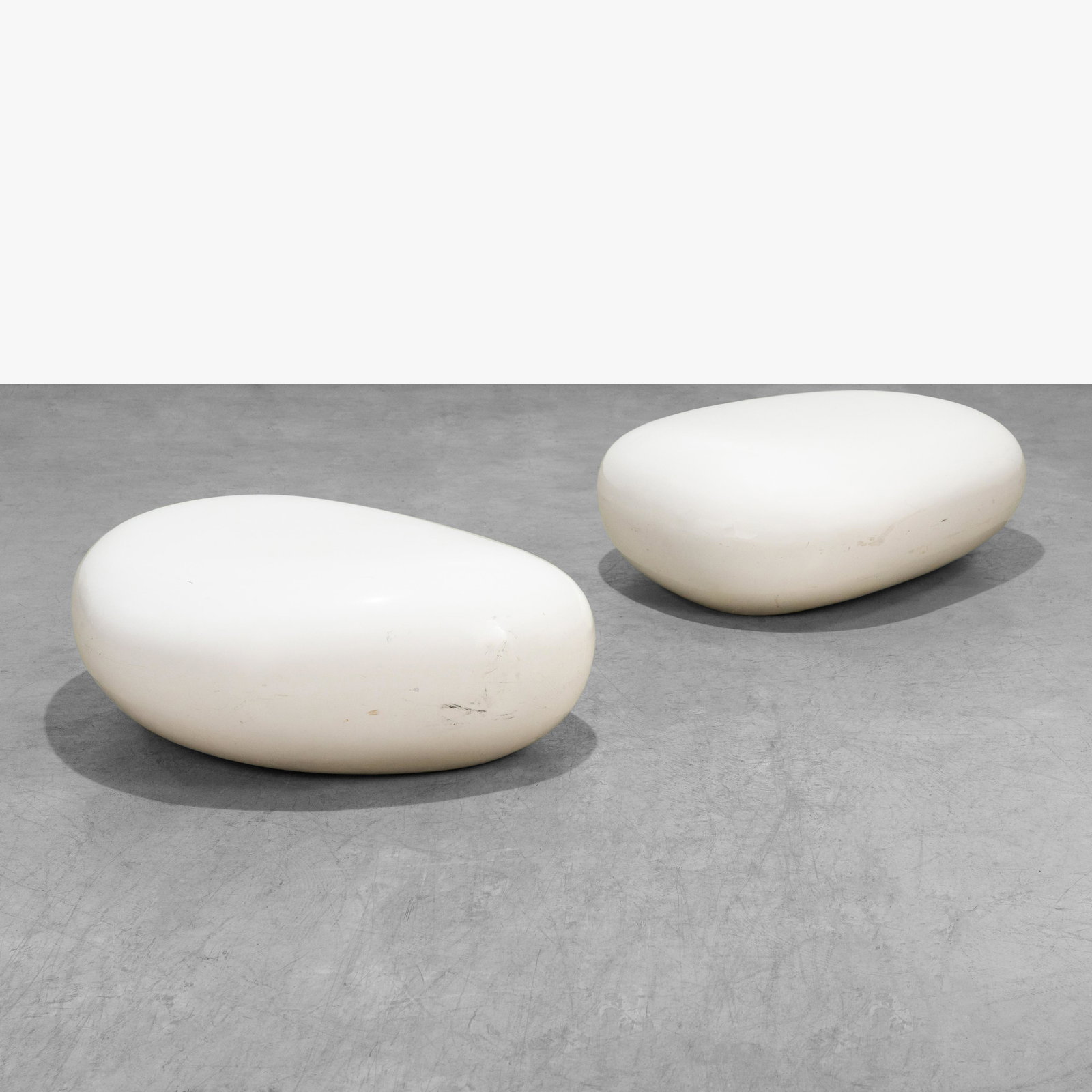 Naoto Fukasawa - Koishi Poufs: A pair of 'Koishi' poufs by Naoto Fukasawa for Driade, Italy. 15 x 42 x 32.5. All measurements are in inches.