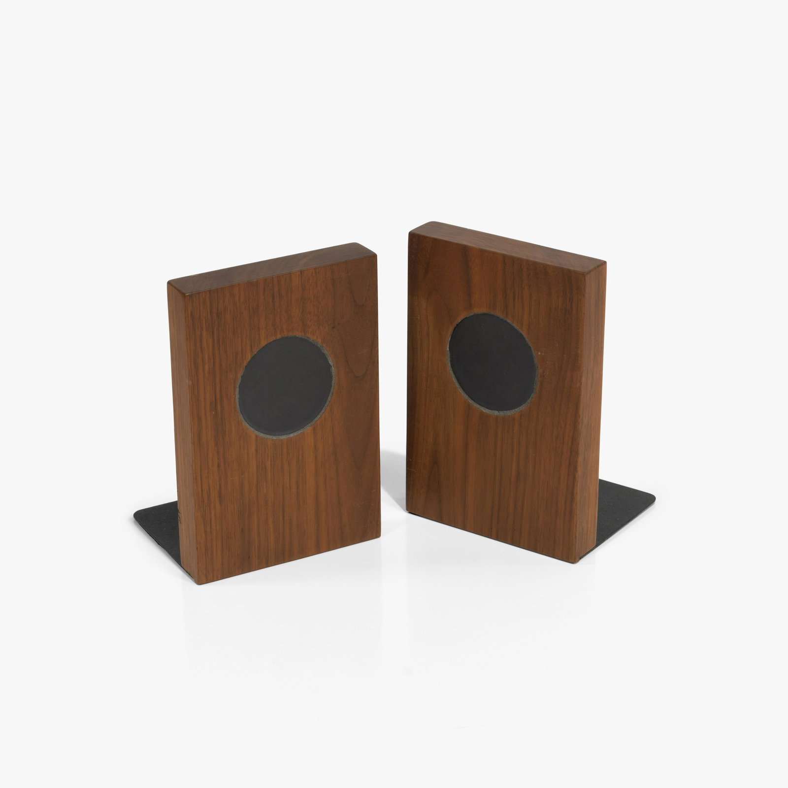 Gordon and Jane Martz - Bookends: A pair of walnut and tile bookends by Jane and Gordon Martz for Marshall Studios. 8 x 5 x 4.5. Measurements are in inches. (Height x Width x Depth)