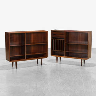 Gunni Omann (Attr.) - Rosewood Bookcases: Two rosewood bookcases attributed to Gunni Omann for Omann Jun. Unmarked. 40 x 47.5 x 12.5 . Measurements are in inches. (Height x Width x Depth)