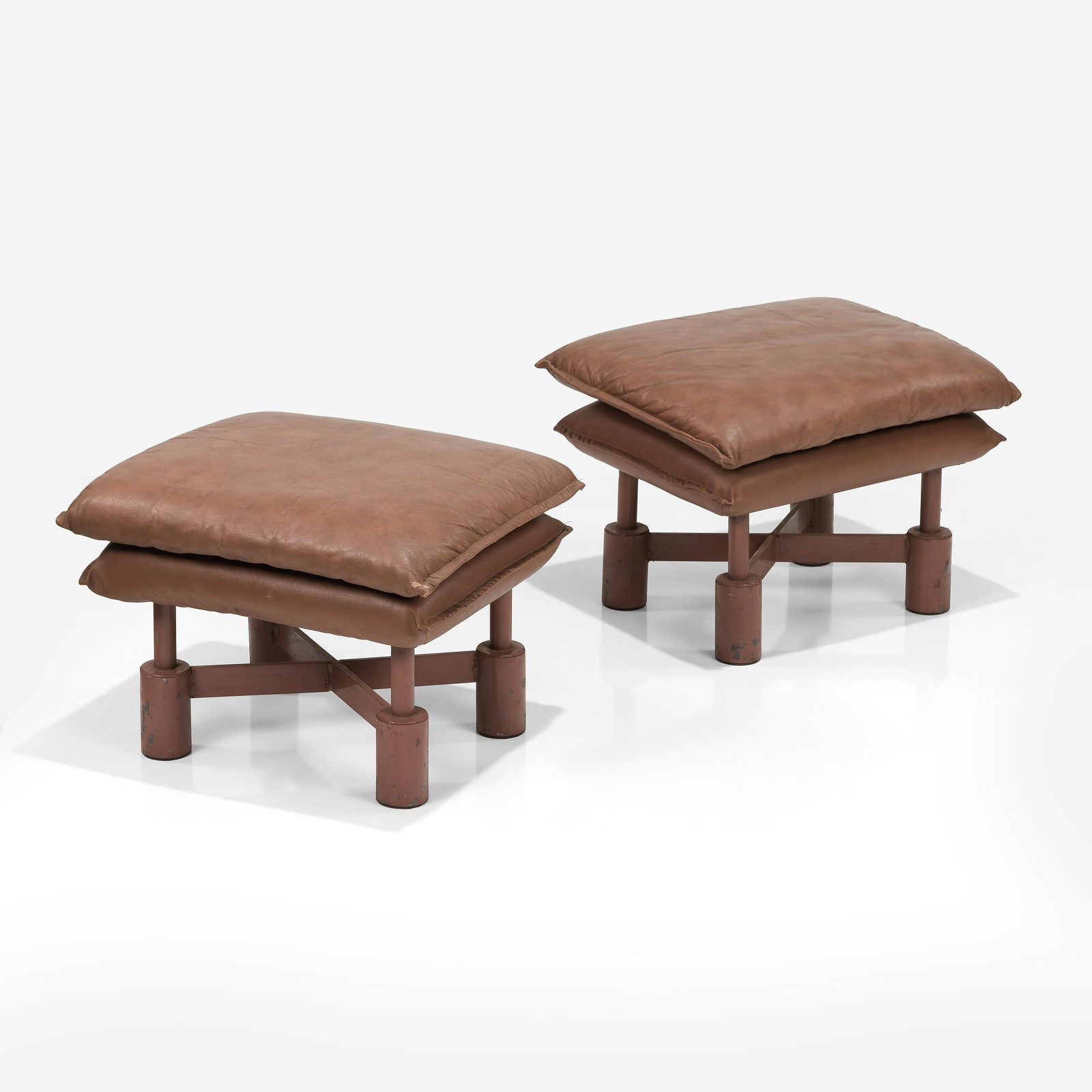 Steel & Leather Ottomans (1 of 9)
