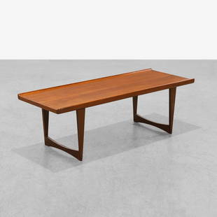 Peter Lovig Nielsen - Coffee Table: A vintage teak coffee table by Peter Lovig Nielsen. 17.5 x 54.5 x 20 . Measurements are in inches. (Height x Width x Depth)