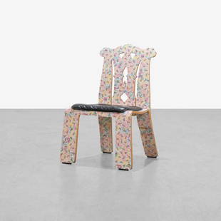 Robert Venturi - Chippendale Chair: A 'Chippendale' chair by Robert Venturi for Knoll in confetti finish. 37.5 x 25.5 x 24. Measurements are in inches. (Height x Width x Depth)