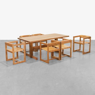 Edvin Helseth - Table and Chairs: A 'Trybo' pine table and chair set by Edvin Helseth for Stange Bruk, Norway. Chairs - 26.5 x 21 x 18.5 / Table - 28 x 71 x 33.5 . Measurements are in inches. (Height x Width x Depth)