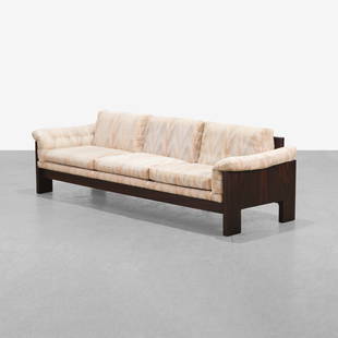 Milo Baughman - Sofa: A vintage rosewood sofa by Milo Baughman for Thayer Coggin. 28.5 x 98 x 33.5. Measurements are in inches. (Height x Width x Depth)