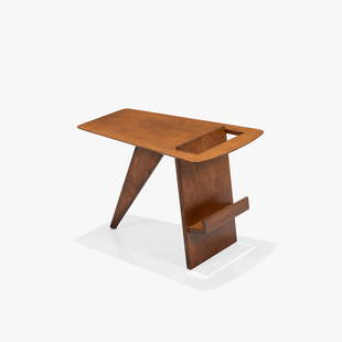 Jens Risom - Magazine Table: A vintage end table with magazine holder by Jens Risom. 18 x 25 x 18. Measurements are in inches. (Height x Width x Depth)