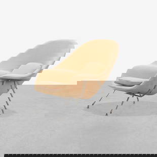 Eero Saarinen - Womb Chair: A 'Womb' chair by Eero Saarinen for Knoll. Label on underside. 36 x 42 x 29. Measurements are in inches. (Height x Width x Depth)