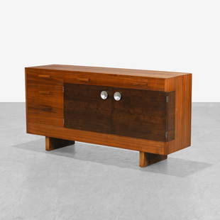 Gilbert Rohde - Cabinet: A vintage buffet cabinet by Gilbert Rohde for Herman Miller, Model 3622. 33 x 66.5 x 18.5. Measurements are in inches. (Height x Width x Depth)