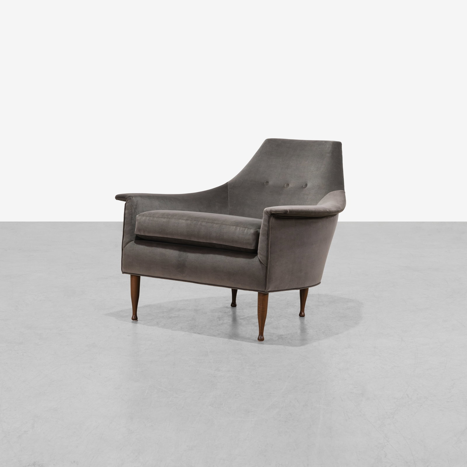 Selig - Lounge Chair: A newly restored and upholstered lounge chair by Selig. 29 x 37 x 32. Measurements are in inches. (Height x Width x Depth)