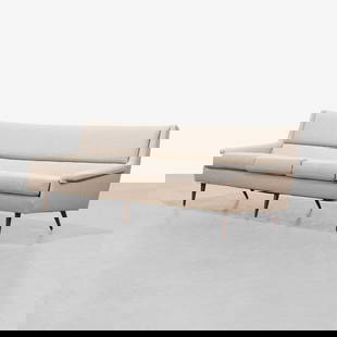 Milo Baughman - Sofa: A vintage sofa by Milo Baughman for Thayer Coggin, fully restored and reupholstered. 31.5 x 97 x 29. Measurements are in inches. (Height x Width x Depth)