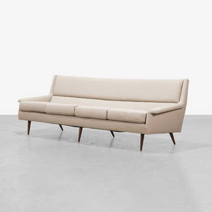 Milo Baughman - Sofa: A vintage sofa by Milo Baughman for Thayer Coggin, fully restored and reupholstered. 31.5 x 97 x 29. Measurements are in inches. (Height x Width x Depth)