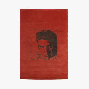 Andy Warhol - Red Elvis Rug: A vintage 'Red Elvis' rug by Andy Warhol. 80 x 55. Measurements are in inches. (Height x Width x Depth)