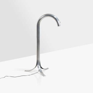 John Mascheroni & Tony Palladino - Floor Lamp: A tubular aluminum floor lamp by John Mascheroni and Tony Palladino. 52 x 36 x 24. Measurements are in inches. (Height x Width x Depth)