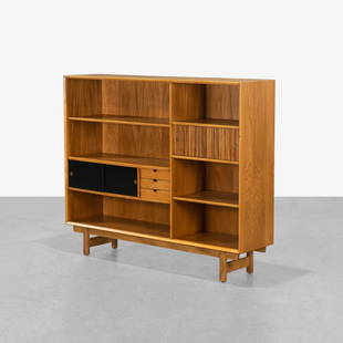 Lawrence Peabody - Bookcase: A vintage bookcase by Lawrence Peabody for Richardson Nemschoff in elm. Full restored. 49 x 59 x 15. Measurements are in inches. (Height x Width x Depth)