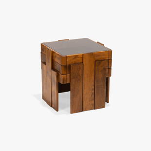 Gianfranco Frattini - Nesting Tables: A set of three nesting tables with smoked glass tops by Gianfranco Frattini for Cassina. Unmarked. Largest - 20 x 20.5 x 20.5. Measurements are in inches. (Height x Width x Depth)