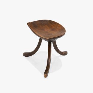 Adolf Loos - Stool: A three legged mahogany stool by Adolf Loos. 14.5 x 17 x 17. Measurements are in inches. (Height x Width x Depth)