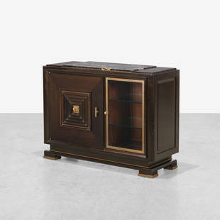 Maxime Old (Attr.) - Art Deco Buffet: A finely made, French Deco buffet cabinet with stone top and brass hardware. 37.5 x 51 x 18.25. Measurements are in inches. (Height x Width x Depth)