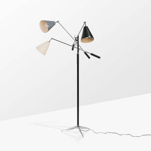 Angelo Lelli (Attr.) - Triennale Floor Lamp: A vintage 'Triennale' floor lamp attributed to Angelo Lelli for Arredoluce. Stamped 'Made in Italy' on top of stem, as shown. 67 x 41 x 37. Measurements are in inches. (Height x Width x Depth)