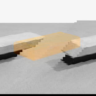 Karl Springer - Goatskin Coffee Table: A lacquered goatskin coffee table by Karl Springer. 16.5 x 48 x 22. Measurements are in inches. (Height x Width x Depth)
