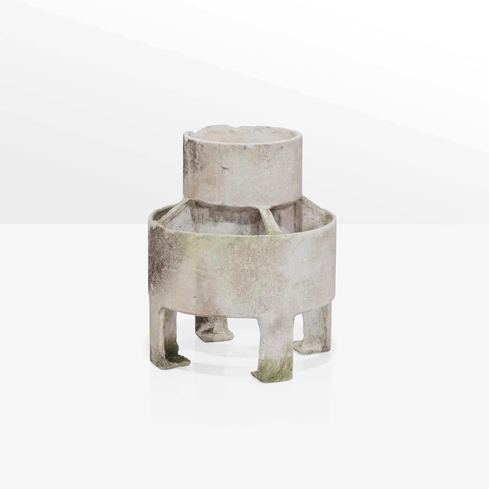 Willy Guhl - Chimney: A vintage cast concrete chimney by Willy Guhl. 21 x 15. Measurements are in inches. (Height x Width x Depth)