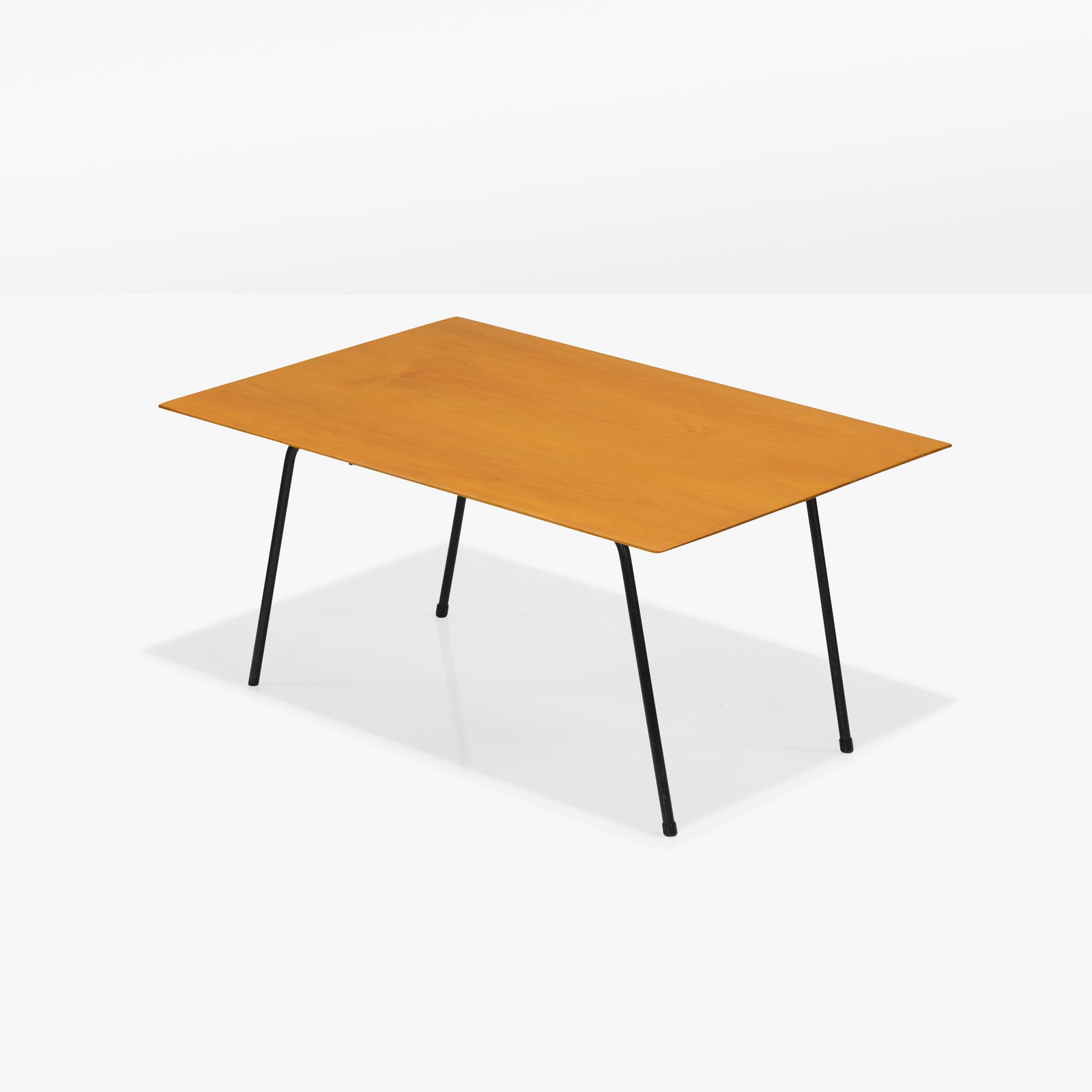 Cees Braakman (Attr.) - Low Table: A vintage side table with metal legs, attributed to Cees Braakman for Pastoe. Unmarked. 14 x 30 x 20. Measurements are in inches. (Height x Width x Depth)