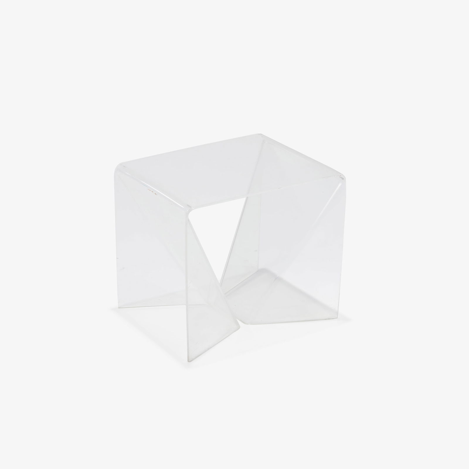 Neal Small - Origami Side Table: A vintage 'Origami' side table in clear lucite by Neal Small. 15 x 16.5 x 13. Measurements are in inches. (Height x Width x Depth)