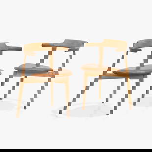 Hans Wegner - Tripod Chairs: A pair of PP58/3 'Tripod' chairs by Hans Wegner for PP Mobler. 28 x 23 x 20. All measurements are in inches. (Height x Width x Depth).