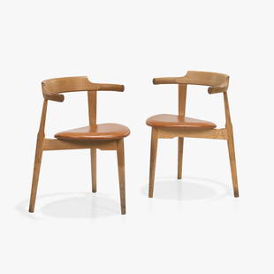 Hans Wegner - Tripod Chairs: A pair of PP58/3 'Tripod' chairs by Hans Wegner for PP Mobler. 28 x 23 x 20. All measurements are in inches. (Height x Width x Depth).