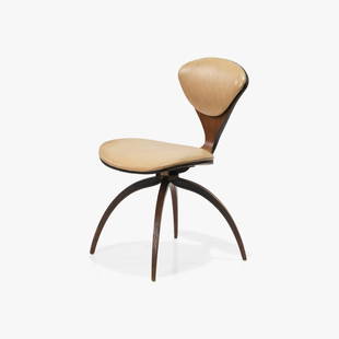 Norman Cherner - Swivel Chair: A bentwood dining chair with swiveling base by Norman Cherner for Plycraft. 30.5 x 17 x 20. All measurements are in inches. (Height x Width x Depth).