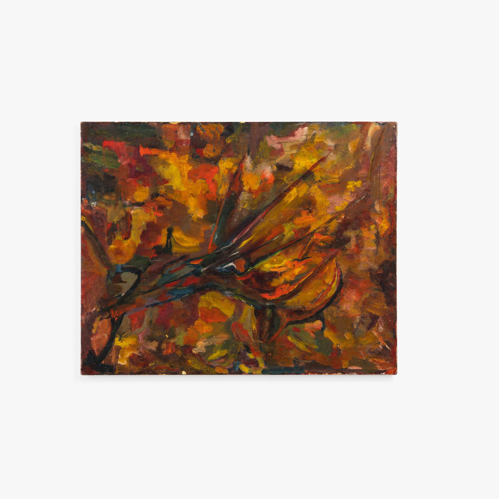 Abstract Landscape: An abstract oil on canvas by H. K. Bauer, San Francisco, 1971, titled "The Phoenix Landscape." 24 x 30. All measurements are in inches. (Height x Width x Depth).
